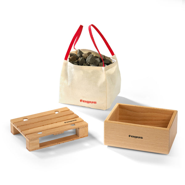 Fagus 20.87 Zubehör Set Baustelle: 1x Europalette, 1x Big-Bag, 1x Stapelbox