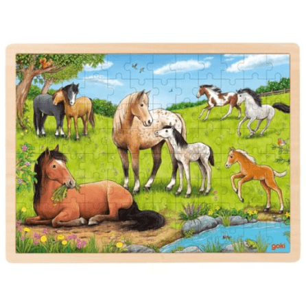 GoKi 57321 Einlegepuzzle Sommer auf der Pferdewiese, 40x30