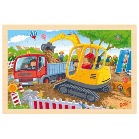 GoKi 57338 Einlegepuzzle Bagger, 30x20