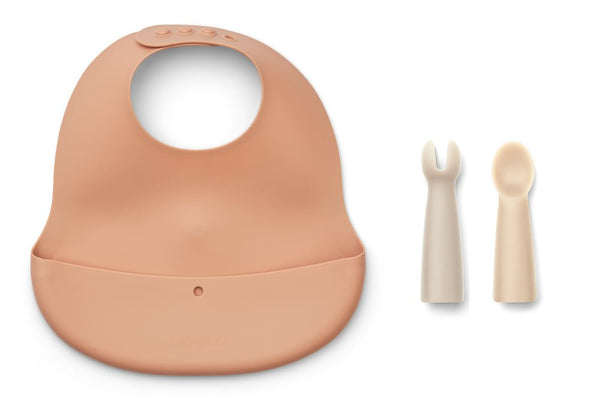 Liewood LW14986-2255 Silikon- Lätzchen mit Auffangschale rose "Aspen set"