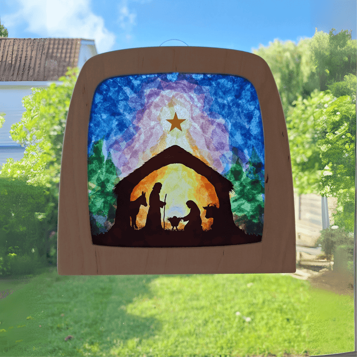 Toverlux DIY‑Transparent‑Set Weihnachtskrippe "Nativity" am Fenster