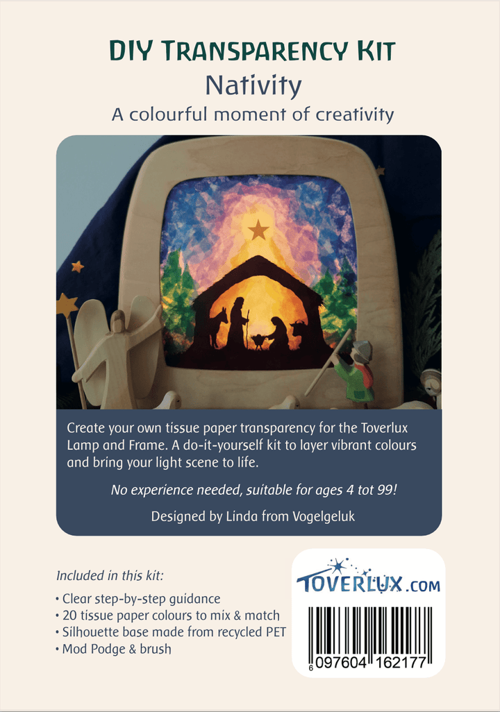 Toverlux DIY‑Transparent‑Set Weihnachtskrippe "Nativity" Verpackung Info