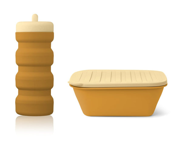 Liewood LW14834-1130 faltbares Lunchbox & Trinkflaschen-Set to go in caramel