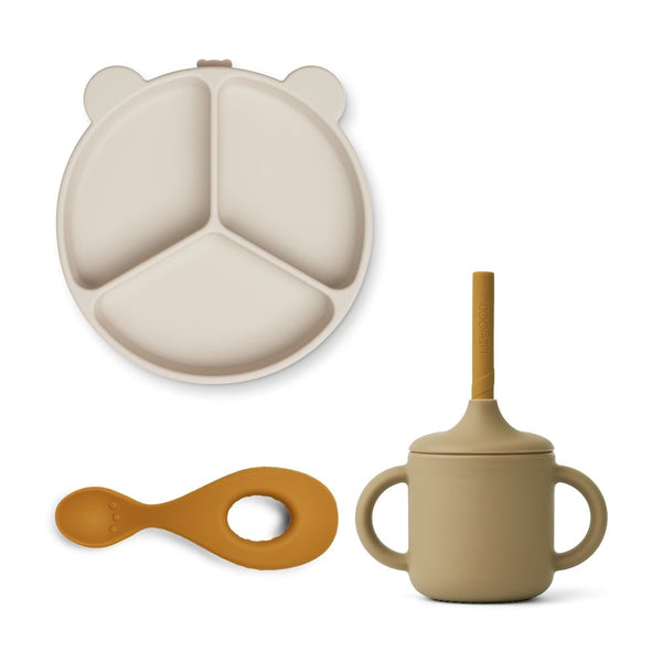 Liewood LW15068-3074 Babygeschirr Set 3-tlg. beige/grau "Lance baby set"