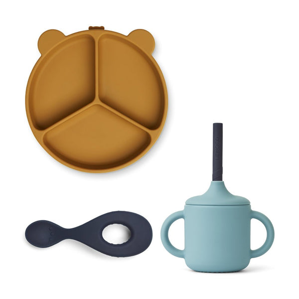 Liewood LW15068-9751 Babygeschirr Set 3-tlg. blau/braun "Lance baby set"