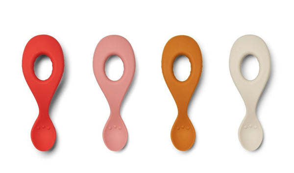 Liewood LW15074-0106 Silikonlöffel, Babylöffel 4er-Set rose "Liva"