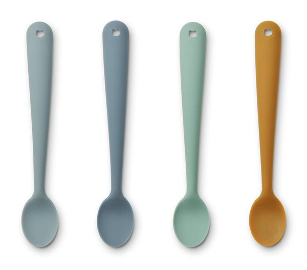 Liewood LW14513-6911 Esslernlöffel, Babylöffel 4er-Pack blau "Siv feeding spoon"