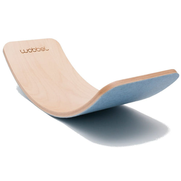 Wobbel Board PRO transparent lackiert mit Filz Blau