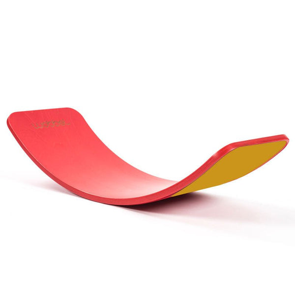 Wobbel Board Original rot lackiert mit Filz Senfgelb - limited edition