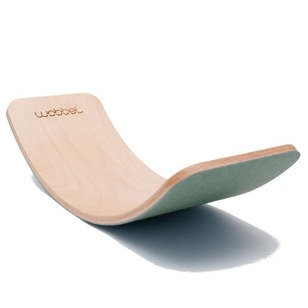 Wobbel Board Starter transparent lackiert mit Filz Grün