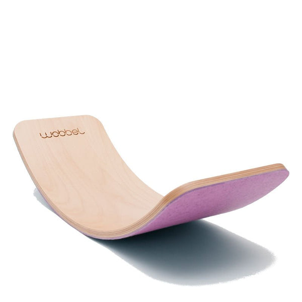Wobbel kleines Balanceboard Starter - transparent lackiert mit Filz in verschiedenen Farben