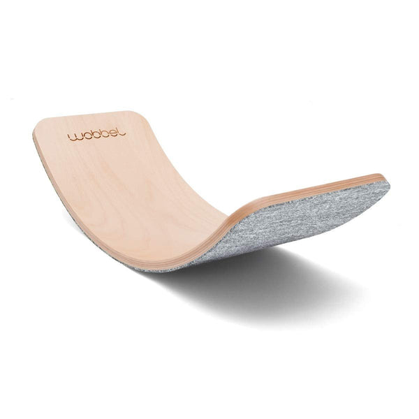 Wobbel Balanceboard PRO - transparent lackiert mit recyceltem Filz in verschiedenen Farben